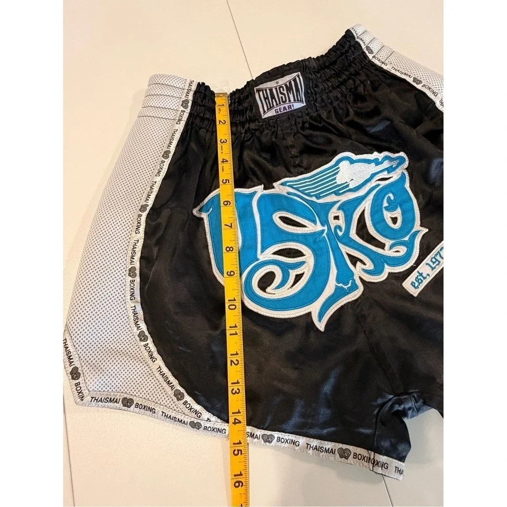 Thaismai USKO Muay Thai Boxing Shorts Black White Kids XXL Martial Arts Gear